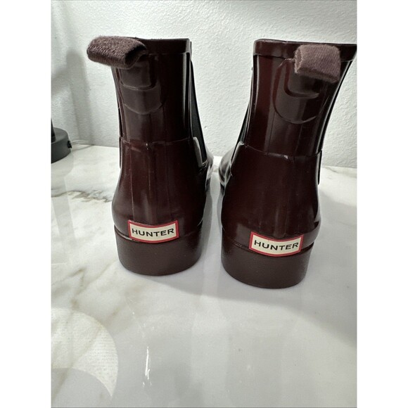 Hunter Rain Boots Women's Size 7 Maroon Burgandy Chelsea Short - Picture 4 of 7